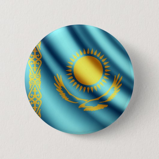 Knop Kazachstan-wasvlag Ronde Button 5,7 Cm (Voorkant)