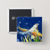 knop koi zwemmen vierkante button 5,1 cm (Voorkant /achterkant)
