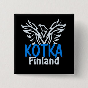 Knop Kotka Finland Vierkante Button 5,1 Cm