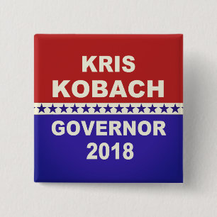 Knop Kris Kobach Governor Kansas 2018 Vierkante Button 5,1 Cm