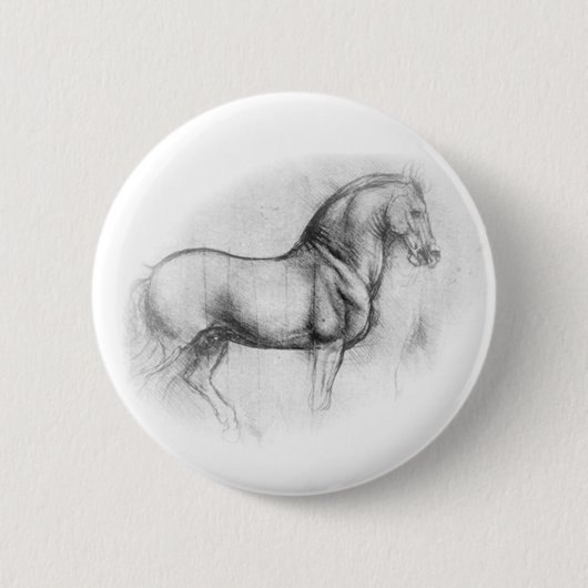 Knop Leonardo DaVinci Horse Ronde Button 5,7 Cm (Voorkant)