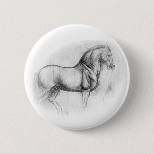 Knop Leonardo DaVinci Horse Ronde Button 5,7 Cm
