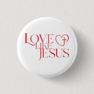 Knop 'Liefde als Jezus' met kruis in een hart Ronde Button 3,2 Cm
