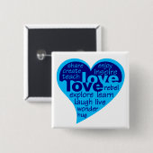 Knop Love Heart Vierkante Button 5,1 Cm (Voorkant /achterkant)