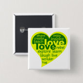 Knop Love Heart Vierkante Button 5,1 Cm (Voorkant /achterkant)