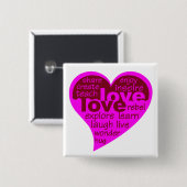 Knop Love Heart Vierkante Button 5,1 Cm (Voorkant /achterkant)