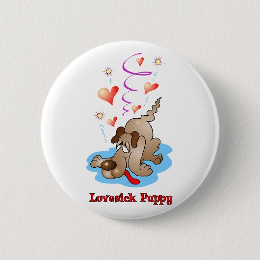Knop Lovesick Puppy Ronde Button 5,7 Cm (Voorkant)