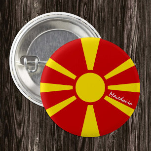 Knop Macedonië, patriottische Macedonische vlag Ronde Button 3,2 Cm