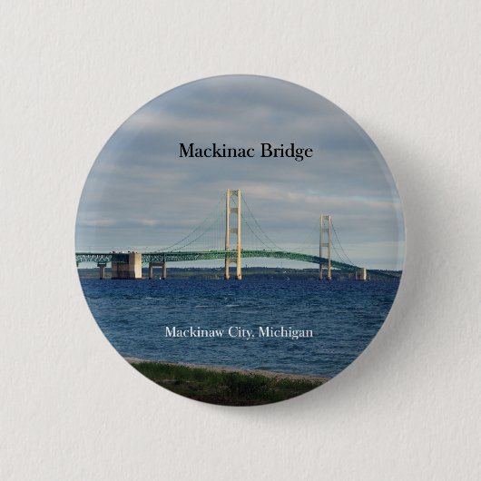 knop Mackinac Bridge Mackinaw City Ronde Button 5,7 Cm (Voorkant)