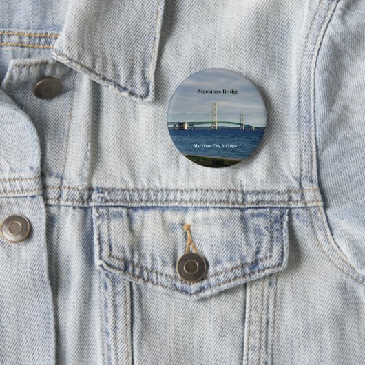 knop Mackinac Bridge Mackinaw City Ronde Button 5,7 Cm (In situ)
