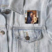 Knop Madonna en Child Vierkante Button 5,1 Cm (In situ)