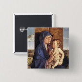Knop Madonna en Child Vierkante Button 5,1 Cm (Voorkant /achterkant)