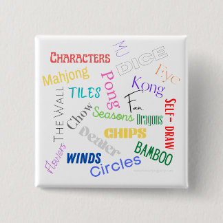 Knop Mahjong woorden Vierkante Button 5,1 Cm