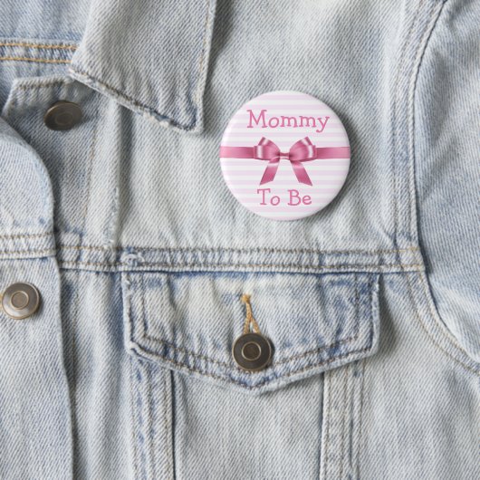 Knop Mammie roze en wit baby shower Ronde Button 5,7 Cm (In situ)