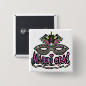 Knop Mardi Gras Vierkante Button 5,1 Cm (Voorkant /achterkant)
