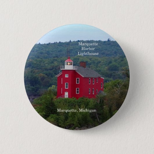 Knop Marquette Harbour Lighthouse Ronde Button 5,7 Cm (Voorkant)
