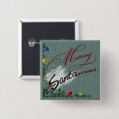 Knop "Merry SANTAmas" Vierkante Button 5,1 Cm (Voorkant /achterkant)