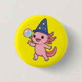 Knop met Cute Axolotl-tovenaar Ronde Button 3,2 Cm (Voorkant)