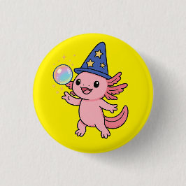 Knop met Cute Axolotl-tovenaar Ronde Button 3,2 Cm