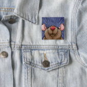 Knop met Cute Heart Rat Vierkante Button 5,1 Cm (In situ)