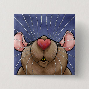 Knop met Cute Heart Rat Vierkante Button 5,1 Cm