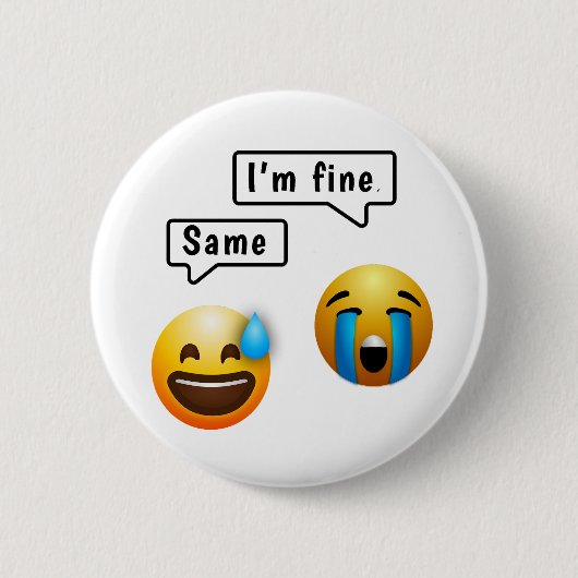 Knop met cute smiley gezichtsemoticon ronde button 5,7 cm (Voorkant)
