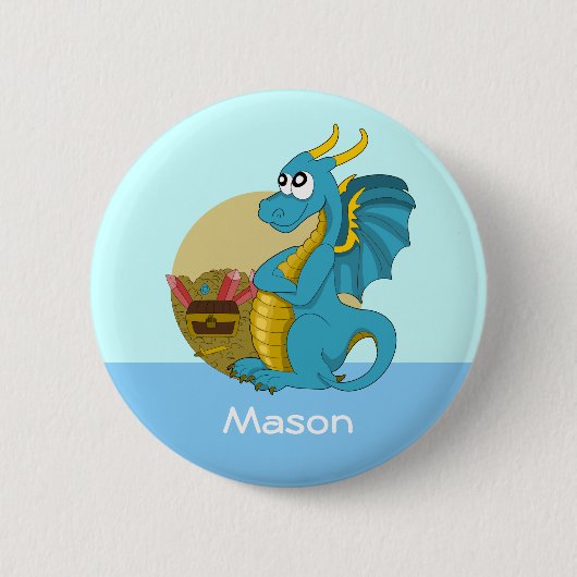 Knop met draak cartoon ronde button 5,7 cm (Voorkant)