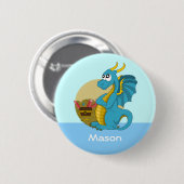 Knop met draak cartoon ronde button 5,7 cm (Voorkant /achterkant)