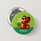 Knop met draak cartoon ronde button 5,7 cm (Voorkant /achterkant)