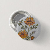 Knop met gele aquarel bloemontwerp ronde button 3,2 cm (Voorkant /achterkant)