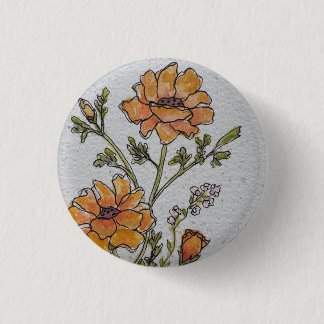 Knop met gele aquarel bloemontwerp ronde button 3,2 cm