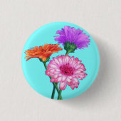 Knop met Gerbera Madeliefjes Ronde Button 3,2 Cm (Voorkant)