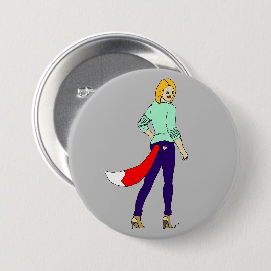 knop met het laxmeisje ronde button 7,6 cm (Voorkant /achterkant)