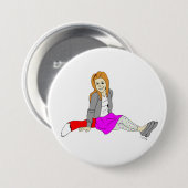 knop met het laxmeisje ronde button 7,6 cm (Voorkant /achterkant)