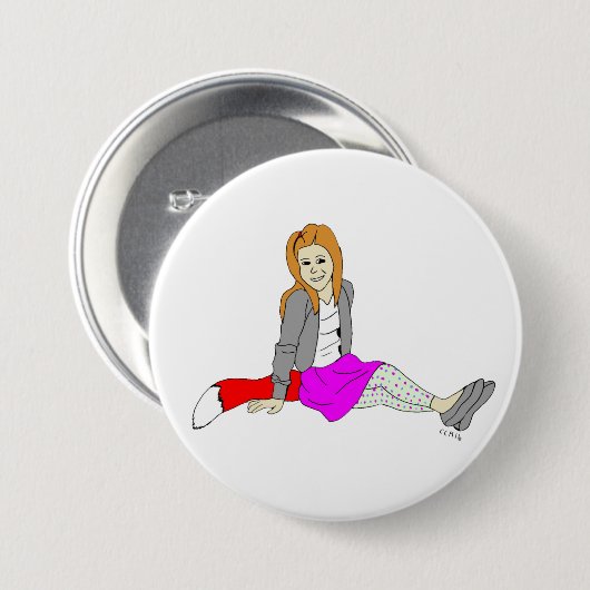 knop met het laxmeisje ronde button 7,6 cm (Voorkant /achterkant)