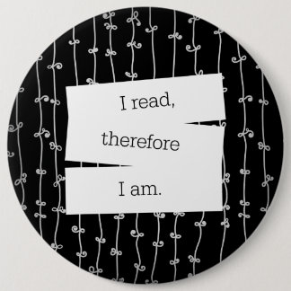 Knop met het motto van de boekworm ronde button 6,0 cm