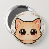 Knop met Kawaii Kattengezicht Ronde Button 4,0 Cm (Voorkant /achterkant)