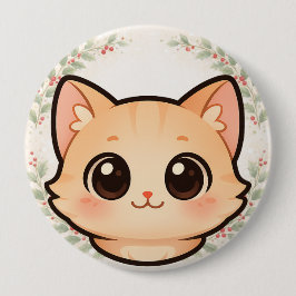 Knop met Kawaii Kattengezicht Ronde Button 4,0 Cm