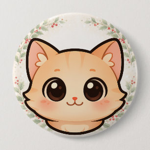 Knop met Kawaii Kattengezicht Ronde Button 4,0 Cm