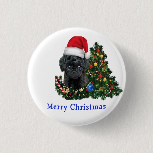 Knop met leuk dier kerst ronde button 3,2 cm (Voorkant)