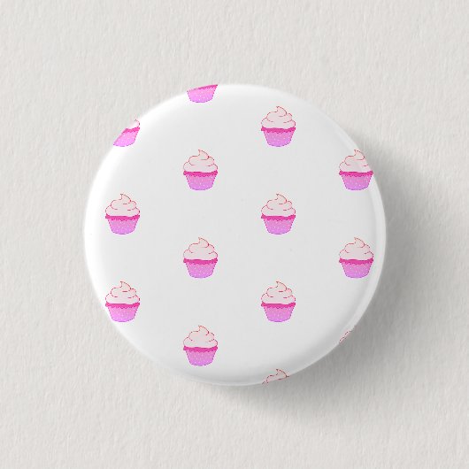Knop met leuke roze cupcake ronde button 3,2 cm (Voorkant)