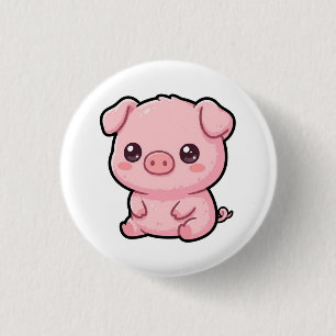 Knop met Mooie Baby Varken Ronde Button 3,2 Cm