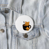 Knop met Mooie Koffiekat – Kattenkop in een Mok Ronde Button 7,6 Cm (In situ)