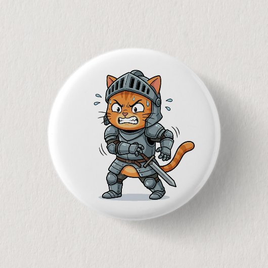 Knop met Mooie Ridderkat Ronde Button 3,2 Cm (Voorkant)