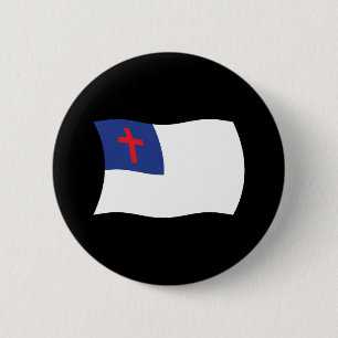 Knop met vlag van christendom ronde button 5,7 cm