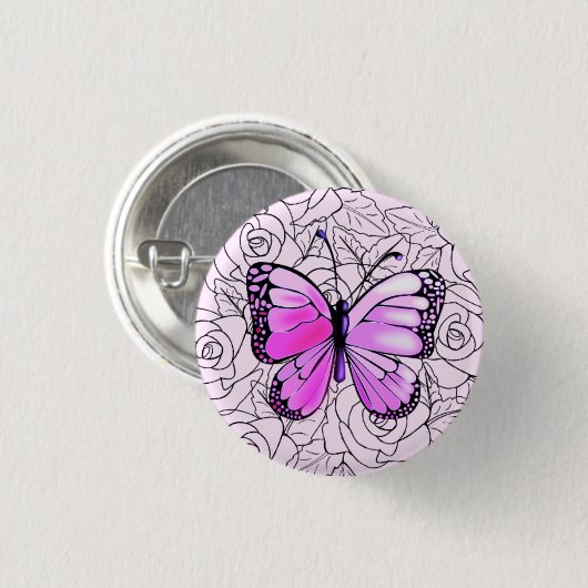 Knop met Vlinder Ronde Button 3,2 Cm (Voorkant /achterkant)