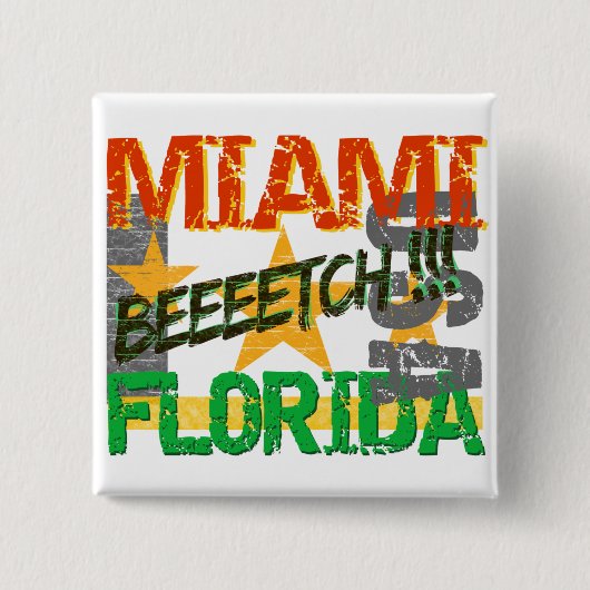 Knop Miami Beeeetch Vierkante Button 5,1 Cm (Voorkant)