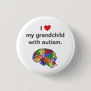Knop "Mijn kleinkind met autisme" Ronde Button 3,2 Cm