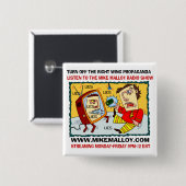 Knop Mike Malloy Radio Show Vierkante Button 5,1 Cm (Voorkant /achterkant)