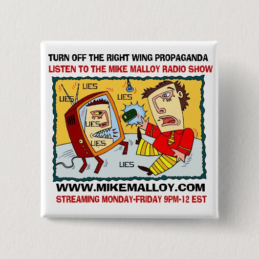 Knop Mike Malloy Radio Show Vierkante Button 5,1 Cm (Voorkant)